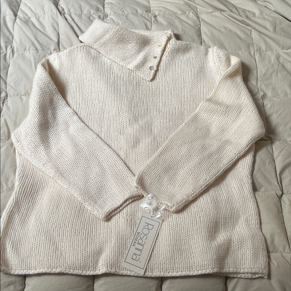 Brand new hand knit ivory 100% wool sweater size 2X NWT